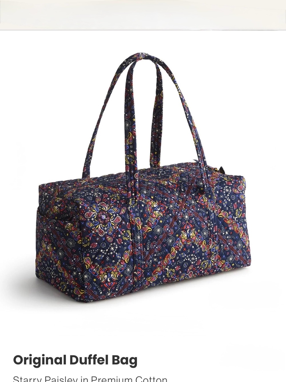 *new* Vera Bradley Original Duffel Bag Starry Paisley in Premium Cotton - Picture 11 of 11